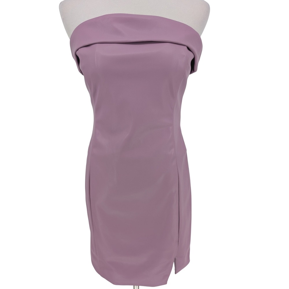 Idem Ditto Mini Dress Womens S Lavender Faux Leather Strapless Pastel Party Glam